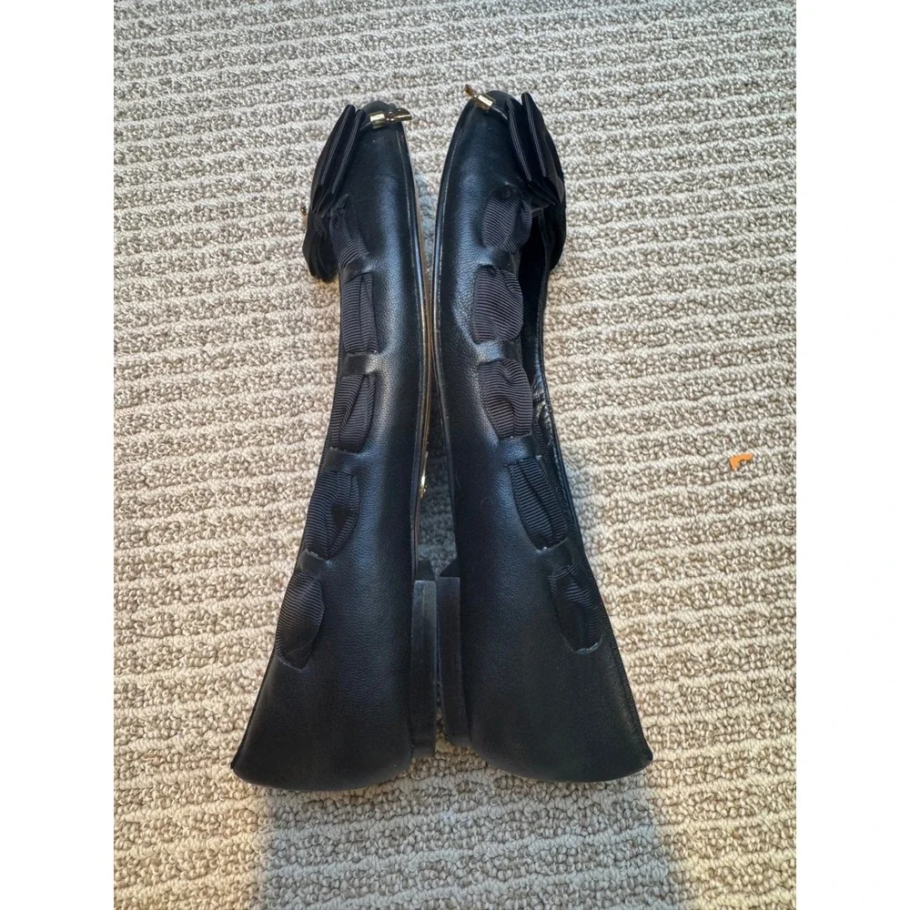 Betsey Johnson Black Leather Bow Ballet Flats Women's Size 8 Vero Cuoio‎ Leather